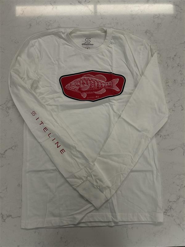 Siteline Fishing Co. White Red Long Sleeve