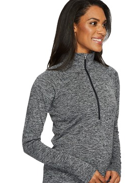 UA Womans 1/4 Zip-Steel Gray/Black with Logos (Logos not pictured)